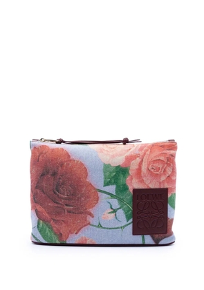Loewe Pre-Owned 2023 Paulas Ibiza Canvas Rose Print clutch bag - Blue