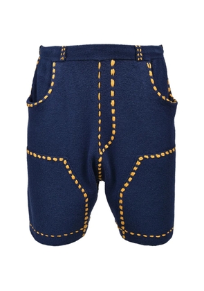 PHINGERIN contrast-stitch knitted shorts - Blue