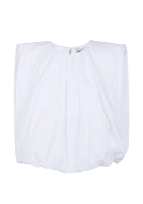 Semicouture Pearl padded-shoulder gathered blouse - White
