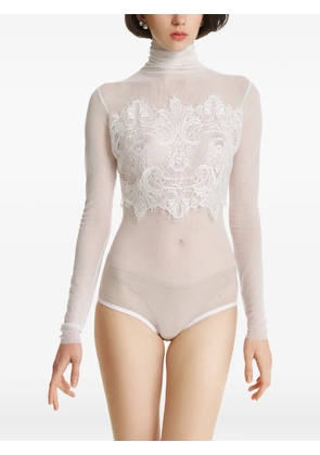2310 STUDIO lace-panelled high-neck bodysuit - White