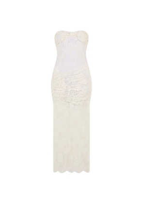 The Mannei lace-overlay ruched mxi dress - Neutrals