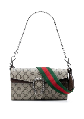 Gucci Pre-Owned 2016-2026 Small GG Supreme East West Dionysus Flap Bag satchel - Neutrals