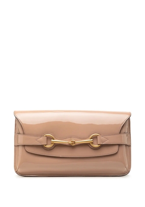 Gucci Pre-Owned 2000-2015 Patent Bright Bit clutch bag - Brown