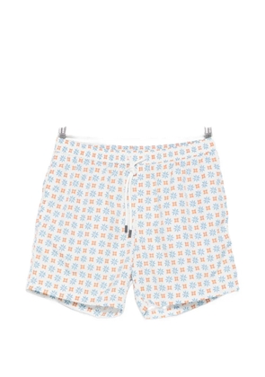 Barba floral-print drawstring swim shorts - White