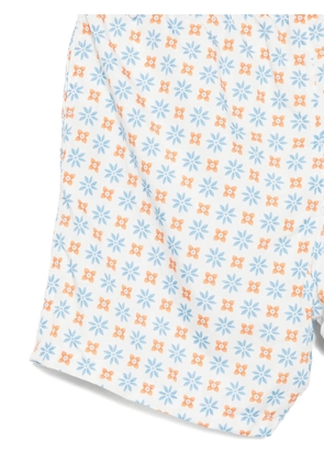 Barba floral-print drawstring swim shorts - White