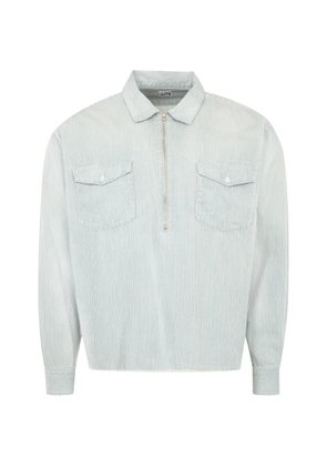 SAINT MXXXXXX hickory-stripe zip-up shirt - Blue