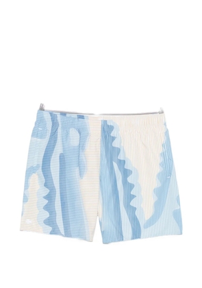 Lacoste striped graphic-print swim shorts - Blue