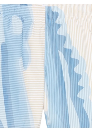Lacoste striped graphic-print swim shorts - Blue