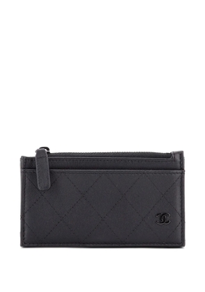 CHANEL Pre-Owned So Black CC Zip Quilted Lambskin card holder