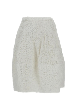 Comme Des Garçons embroidered midi skirt - White
