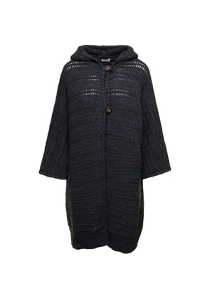Brunello Cucinelli hooded chunky-knit cardigan coat - Black