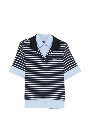Juun.J striped layered-effect polo shirt - Blue