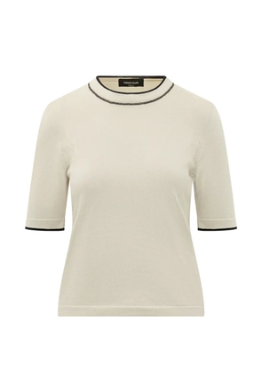 Fabiana Filippi monili-trim contrast-edge T-shirt - Neutrals