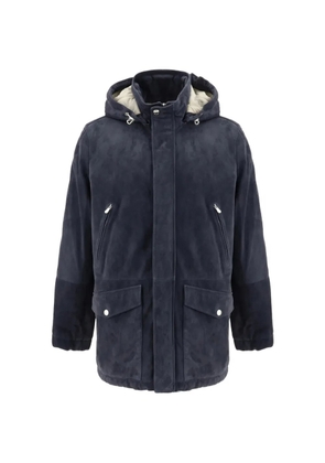 Brunello Cucinelli hooded zip-up leather parka - Blue