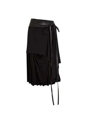 AARON ESH leather-trim draped skirt - Black
