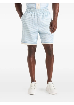 Manière De Voir Jordan Eiffel monogram-print satin shorts - Blue