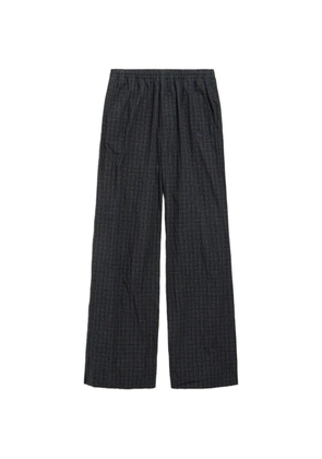 Balenciaga check-pattern embroidered-logo wide-leg trousers - Grey