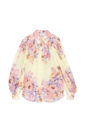 Hemant And Nandita Kysha floral-print puff-sleeve blouse - Yellow