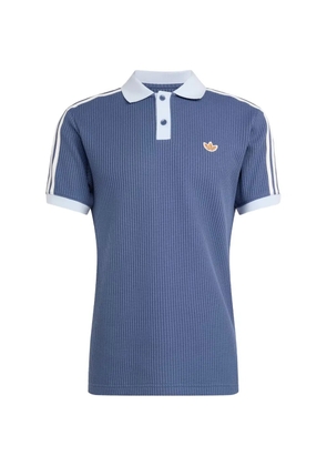 adidas waffle-knit logo-patch polo shirt - Blue