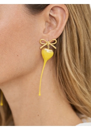 Ottolinger bow-detail heart-drop earrings - Gold
