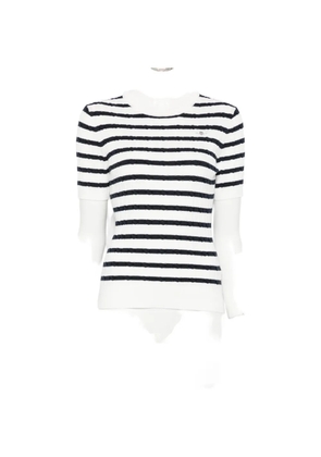 Gant horizontal-stripe cable-knit T-shirt - White