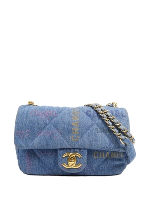 CHANEL Pre-Owned mini Rectangular Quilted Denim Mood Flap crossbody bag - Blue