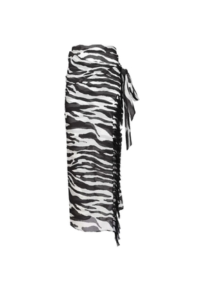 The Attico animal-print fringed pareo - White