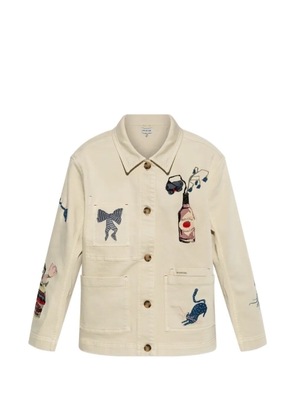 MUNTHE Braulia embroidered patch-pocket denim jacket - Neutrals