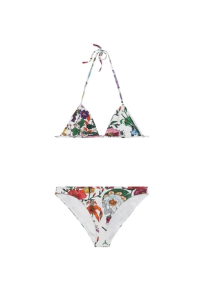 Gucci floral-print triangle bikini - White
