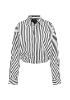 R13 stripe-print cropped shirt - Black