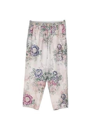 Pierre-Louis Mascia floral-print drawstring trousers - Neutrals