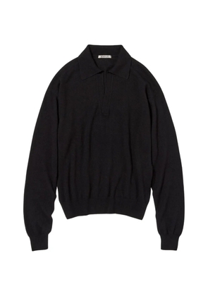 Auralee V-neck polo top - Black