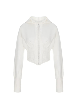HAMZA Karol lace-corset hoodie - White