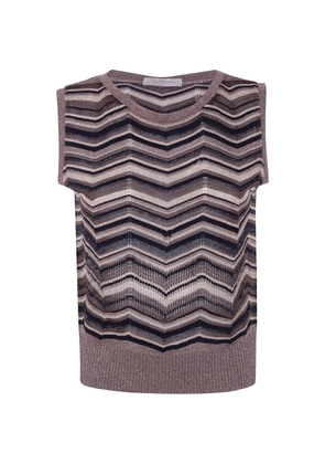 D.Exterior chevron-knit sleeveless top - Brown