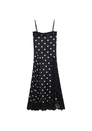 Sportmax polka-dot lace-trim midi dress - Black