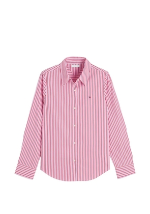 Tommy Hilfiger vertical-stripe logo-embroidered shirt - Pink