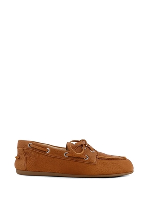 Miu Miu lace-up logo-embossed loafers - Brown