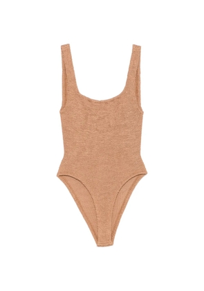 Hunza G crinkle-effect square-neck swimsuit - Neutrals