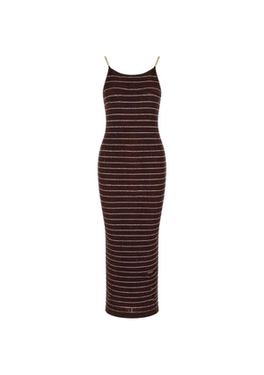 Elisabetta Franchi stripe-pattern chain-strap maxi dress - Brown