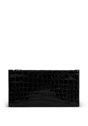 Yu Mei Hannah Envelope crocodile-embossed leather pouch - Black