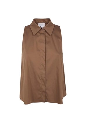 Semicouture Quanta sleeveless box-pleat shirt - Brown