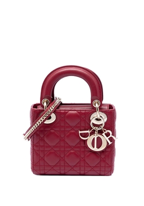 Christian Dior Pre-Owned 2018 Mini Lambskin Cannage Lady Dior satchel - Red
