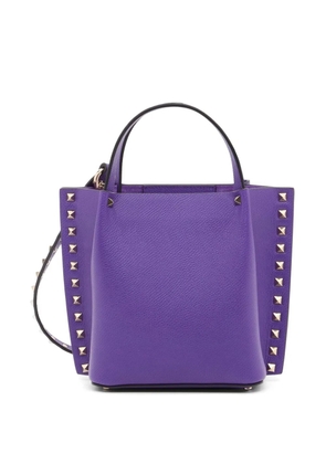 Valentino Garavani Rockstud small shopping bag in grainy calfskin - Purple