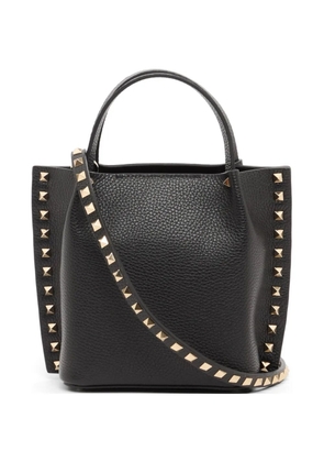 Valentino Garavani Rockstud small shopping bag in grainy calfskin - Black