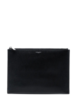 Saint Laurent Pre-Owned 2018 Grained Leather Zip clutch bag - Black