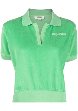 Sporty & Rich towelling-finish logo-embroidered polo shirt - Green