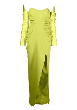 Gaby Charbachy off-shoulder ruched gown - Green