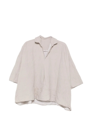 Daniela Gregis crinkled-finish polo-collar T-shirt - Neutrals