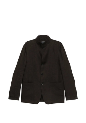 Zegna mandarin-collar buttoned jacket - Brown