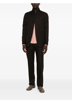 Zegna mandarin-collar buttoned jacket - Brown